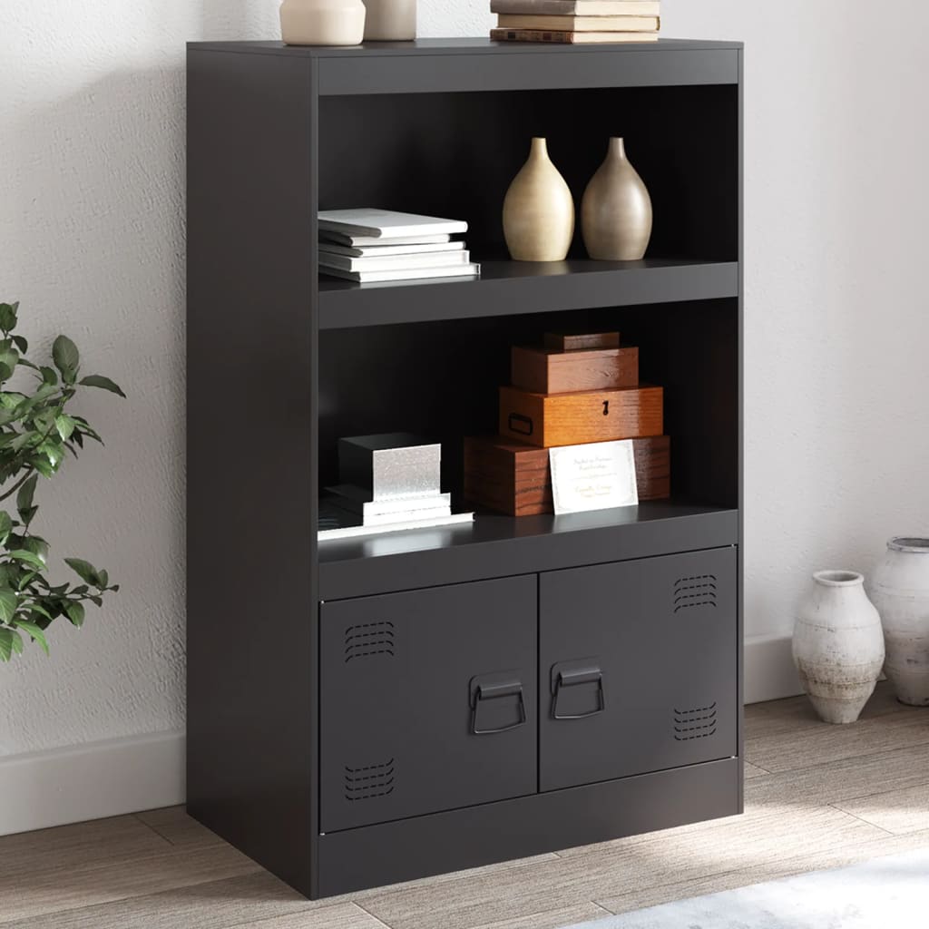 Dressoir 67x39x107 cm staal zwart is nu te koop bij PeponiXL, paradijselijk wonen!