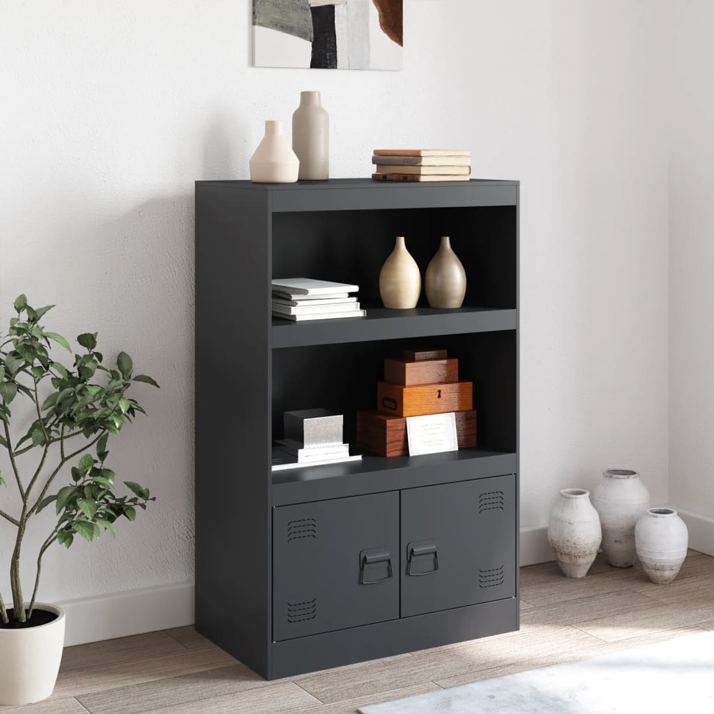 Dressoir 67x39x107 cm staal antracietkleurig is nu te koop bij PeponiXL, paradijselijk wonen!
