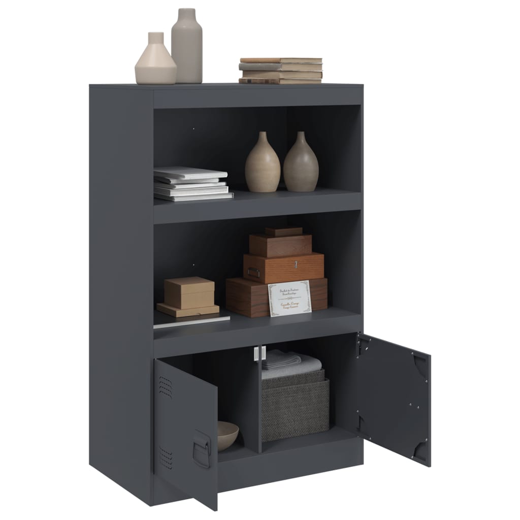 Dressoir 67x39x107 cm staal antracietkleurig is nu te koop bij PeponiXL, paradijselijk wonen!