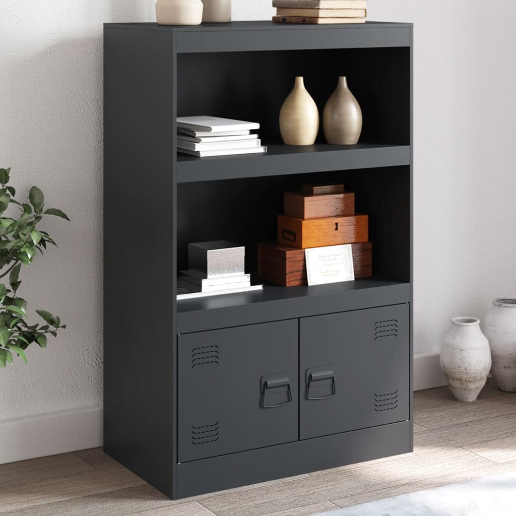 Dressoir 67x39x107 cm staal antracietkleurig is nu te koop bij PeponiXL, paradijselijk wonen!
