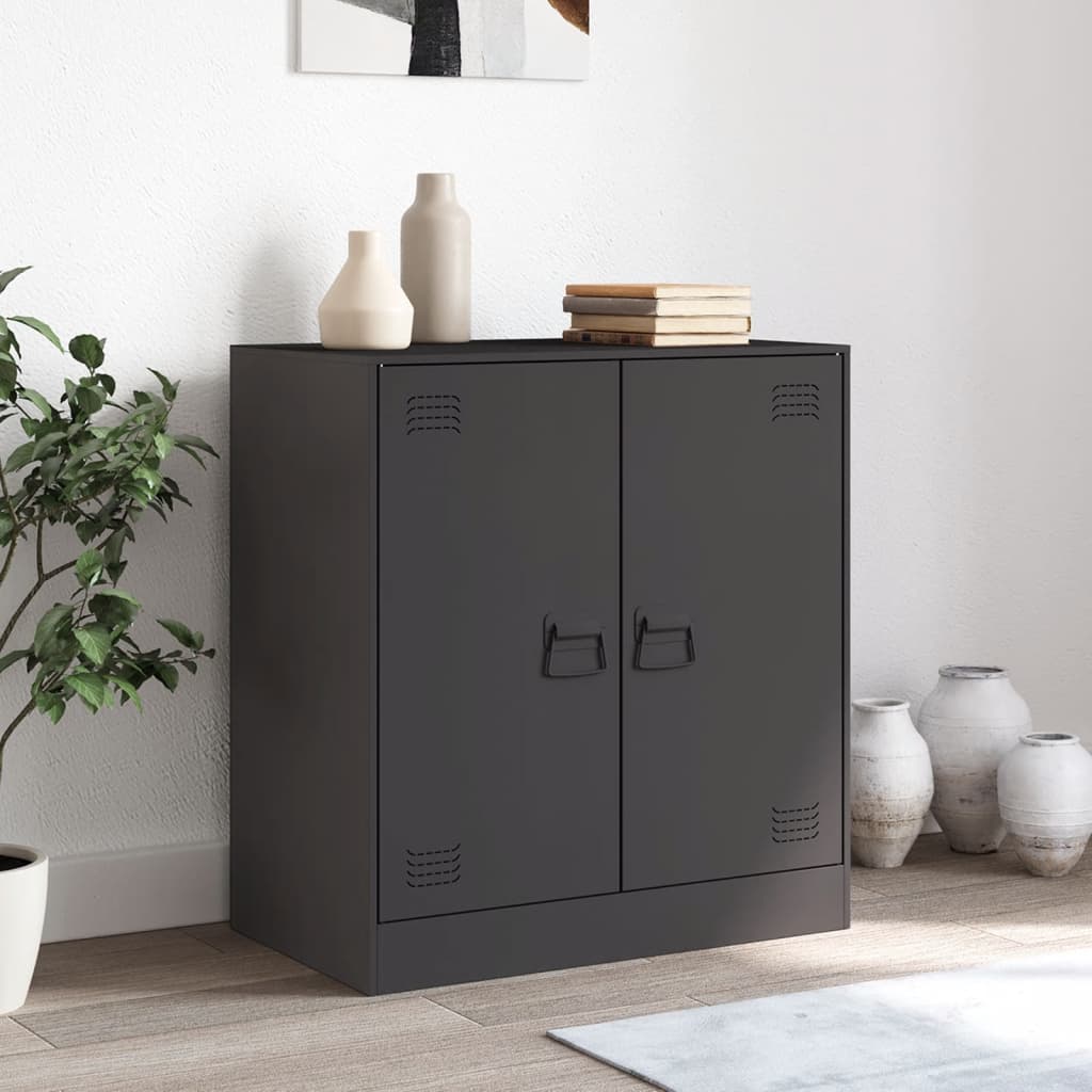 Dressoir 67x39x73 cm staal zwart is nu te koop bij PeponiXL, paradijselijk wonen!