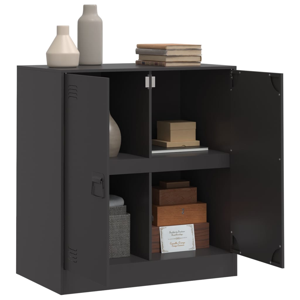 Dressoir 67x39x73 cm staal zwart is nu te koop bij PeponiXL, paradijselijk wonen!