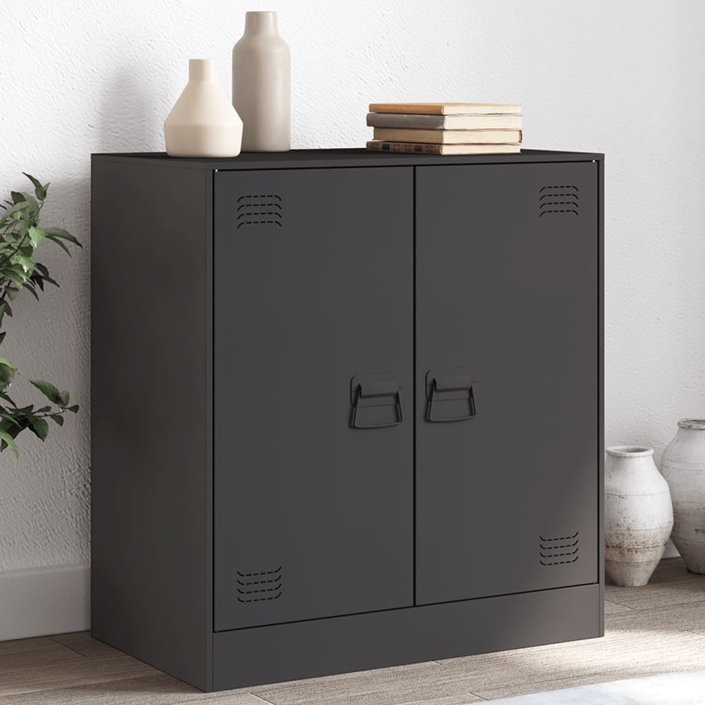Dressoir 67x39x73 cm staal zwart is nu te koop bij PeponiXL, paradijselijk wonen!