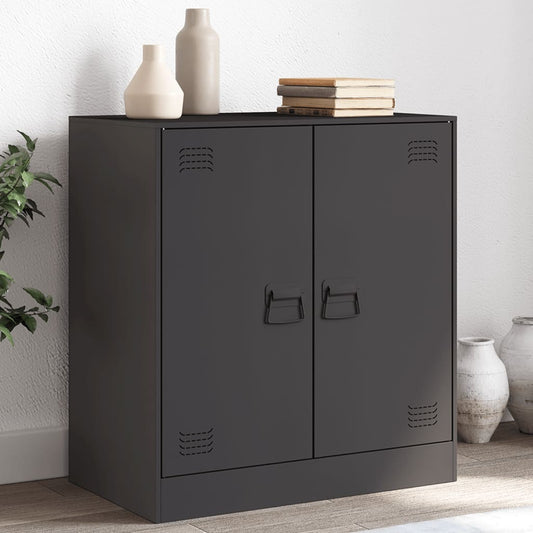 Dressoir 67x39x73 cm staal zwart is nu te koop bij PeponiXL, paradijselijk wonen!