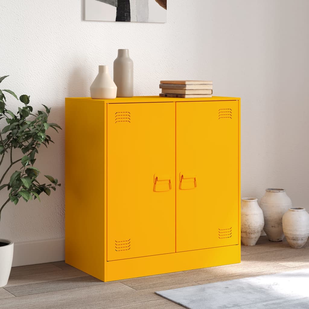 Dressoir 67x39x73 cm staal mosterdgeel is nu te koop bij PeponiXL, paradijselijk wonen!