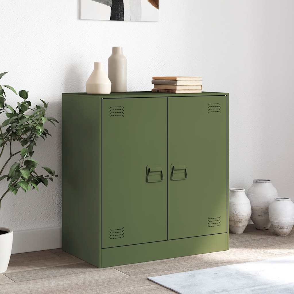 Dressoir 67x39x73 cm staal olijfgroen is nu te koop bij PeponiXL, paradijselijk wonen!