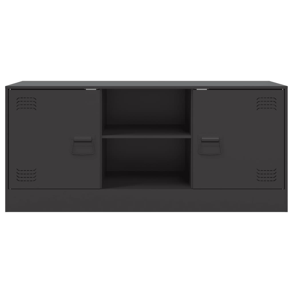 Tv-meubel 99x39x44 cm staal zwart is nu te koop bij PeponiXL, paradijselijk wonen!
