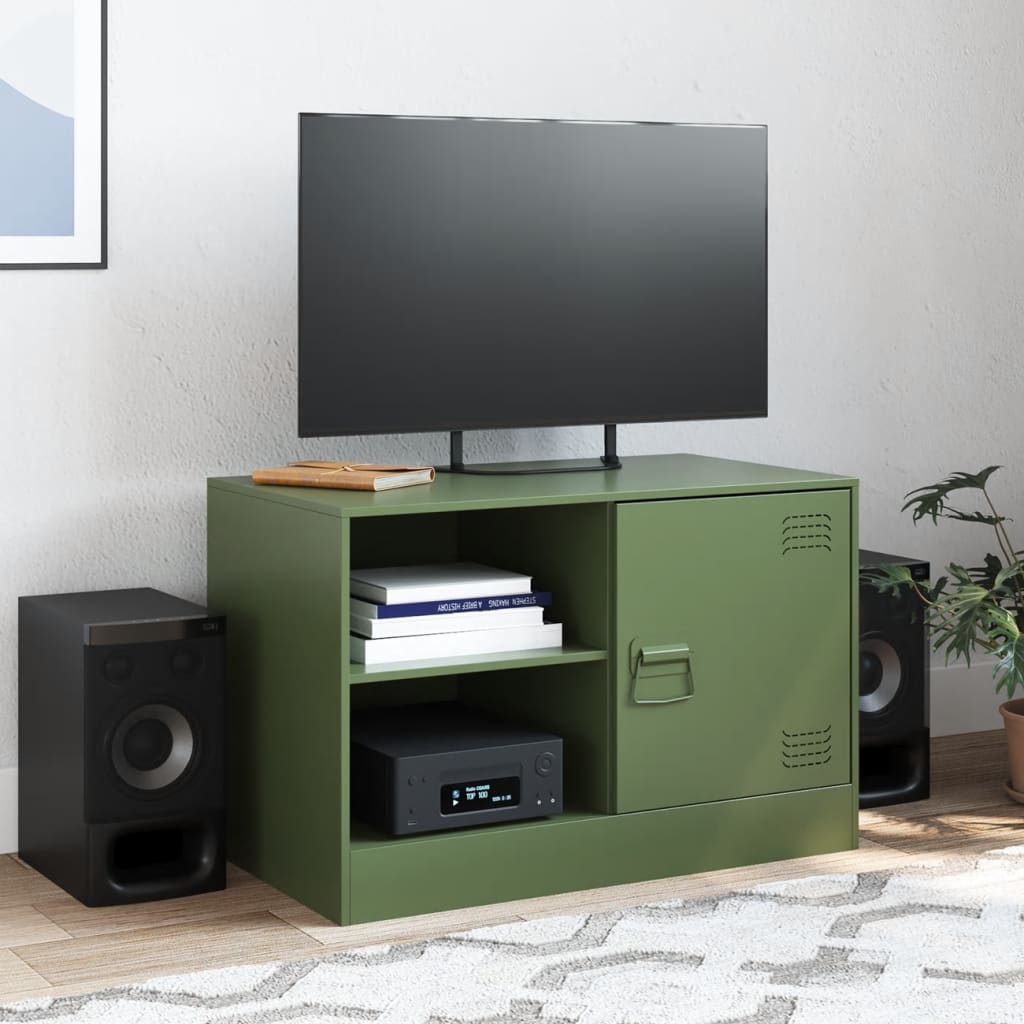 Tv-meubel 67x39x44 cm staal olijfgroen is nu te koop bij PeponiXL, paradijselijk wonen!
