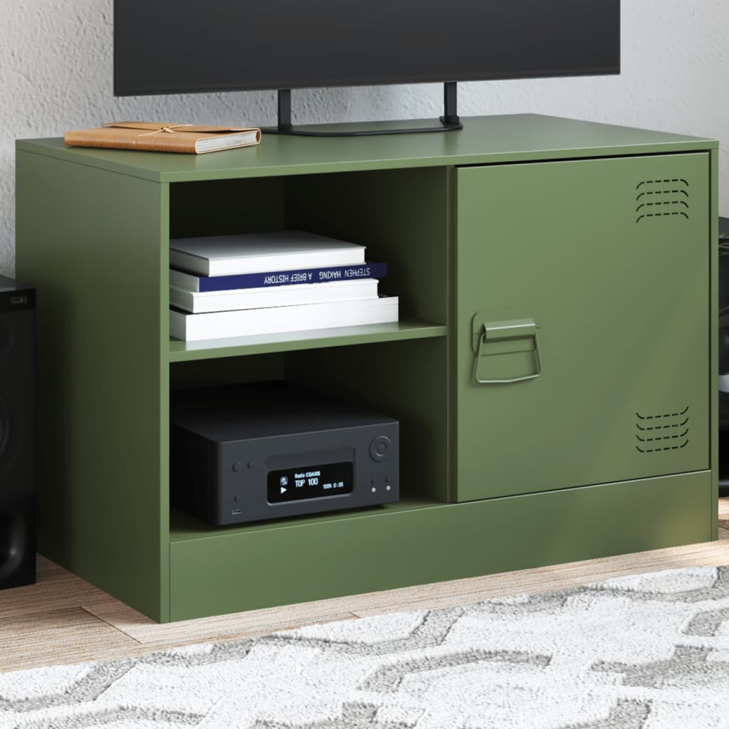 Tv-meubel 67x39x44 cm staal olijfgroen is nu te koop bij PeponiXL, paradijselijk wonen!