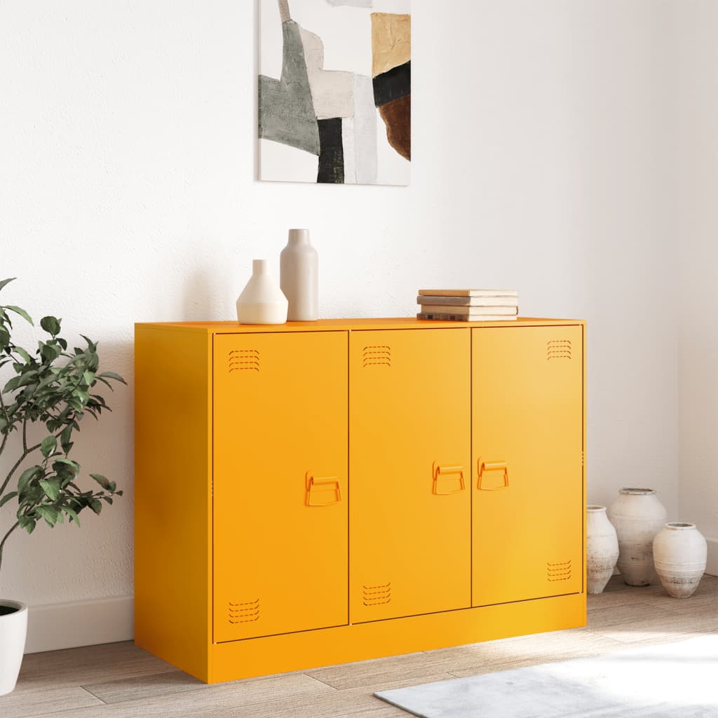 Dressoir 99x39x73 cm staal mosterdgeel is nu te koop bij PeponiXL, paradijselijk wonen!
