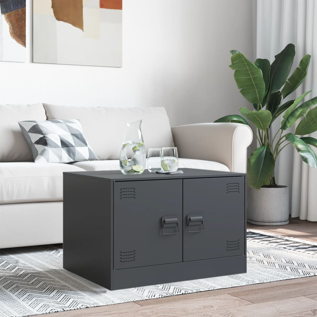 Salontafel 67x50x44 cm staal antracietkleurig is nu te koop bij PeponiXL, paradijselijk wonen!