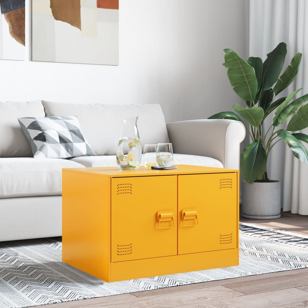 Salontafel 67x50x44 cm staal geel is nu te koop bij PeponiXL, paradijselijk wonen!