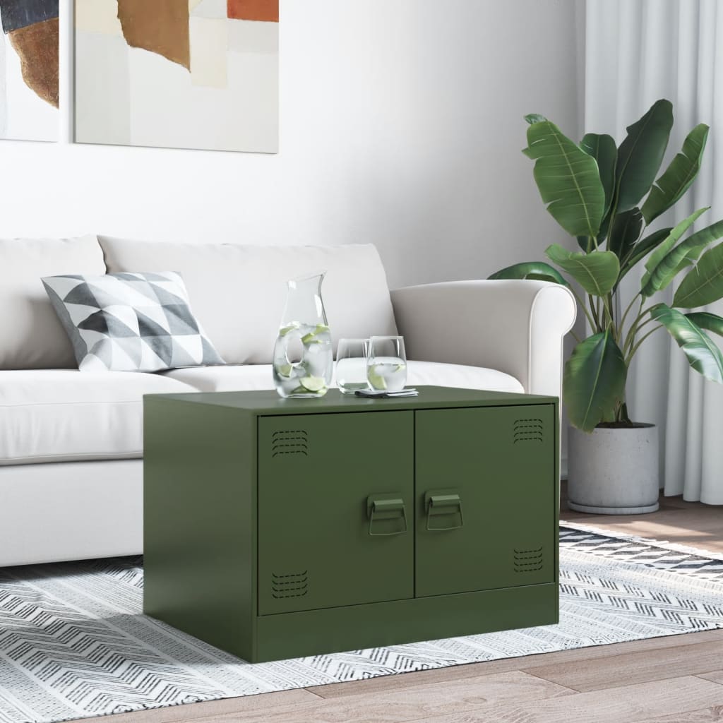 Salontafel 67x50x44 cm staal olijfgroen is nu te koop bij PeponiXL, paradijselijk wonen!