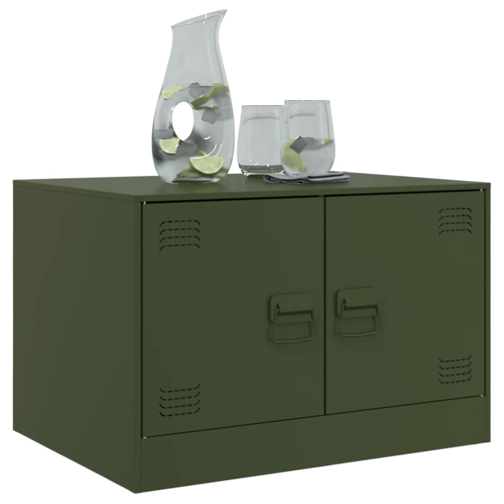 Salontafel 67x50x44 cm staal olijfgroen is nu te koop bij PeponiXL, paradijselijk wonen!
