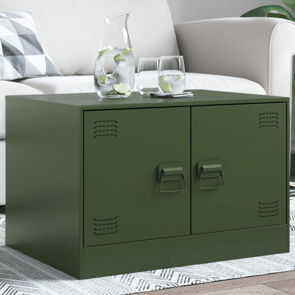 Salontafel 67x50x44 cm staal olijfgroen is nu te koop bij PeponiXL, paradijselijk wonen!