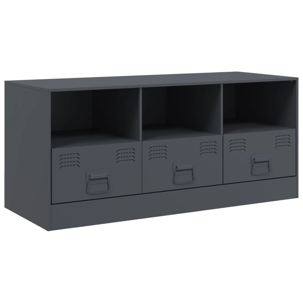 Tv-meubel 99x39x44 cm staal antracietkleurig is nu te koop bij PeponiXL, paradijselijk wonen!