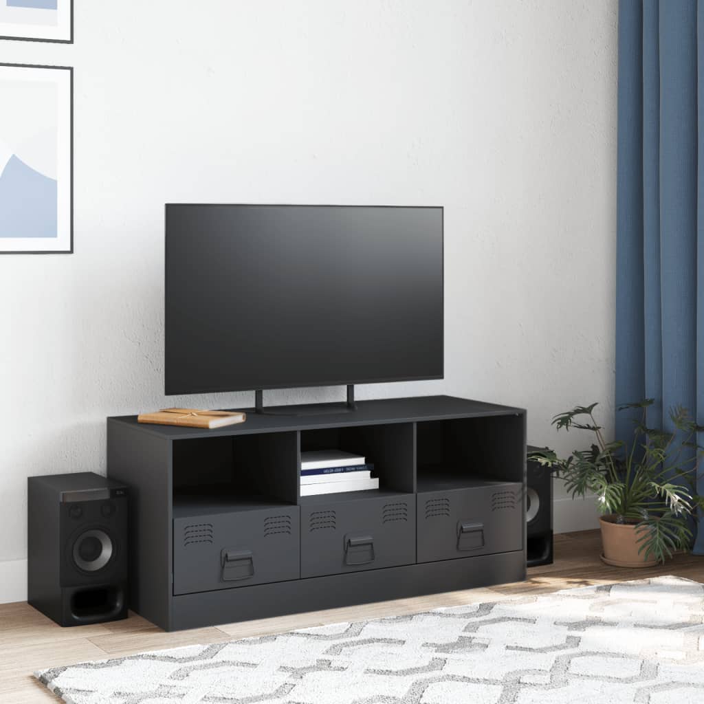Tv-meubel 99x39x44 cm staal antracietkleurig is nu te koop bij PeponiXL, paradijselijk wonen!
