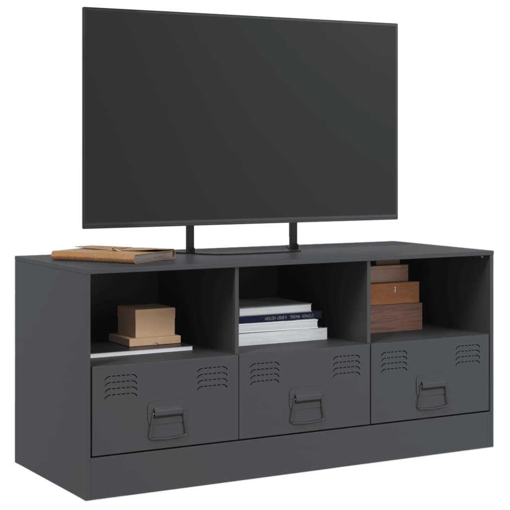 Tv-meubel 99x39x44 cm staal antracietkleurig is nu te koop bij PeponiXL, paradijselijk wonen!
