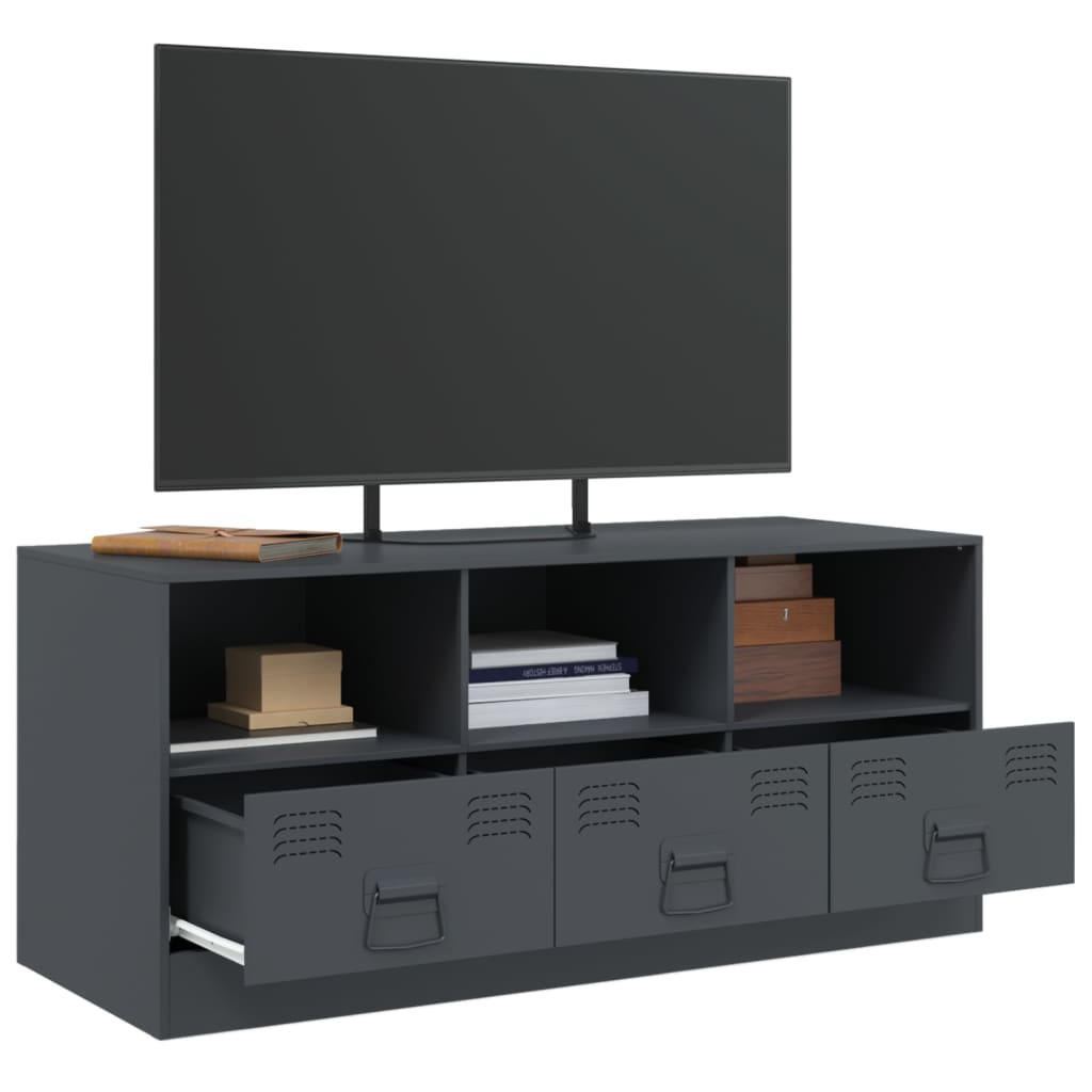 Tv-meubel 99x39x44 cm staal antracietkleurig is nu te koop bij PeponiXL, paradijselijk wonen!