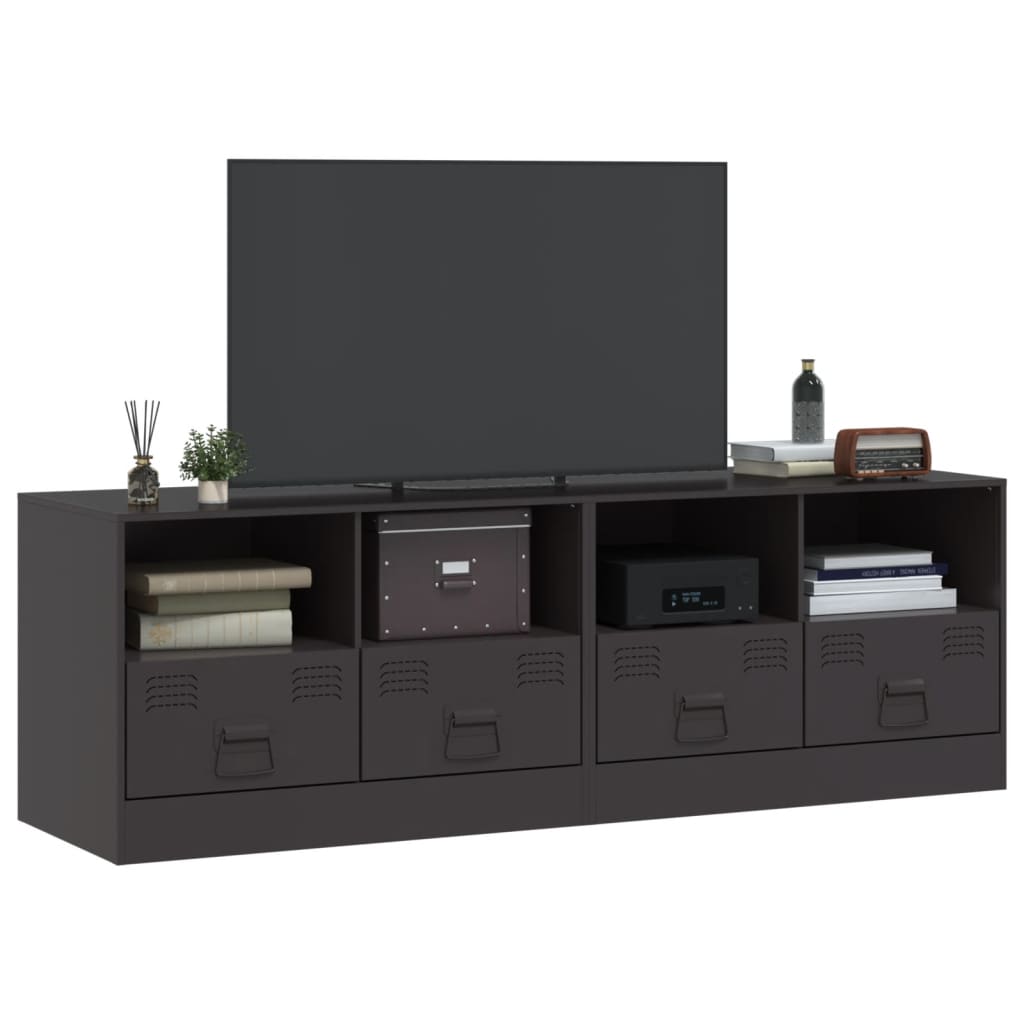 Tv-meubelen 2 st 67x39x44 cm staal zwart is nu te koop bij PeponiXL, paradijselijk wonen!