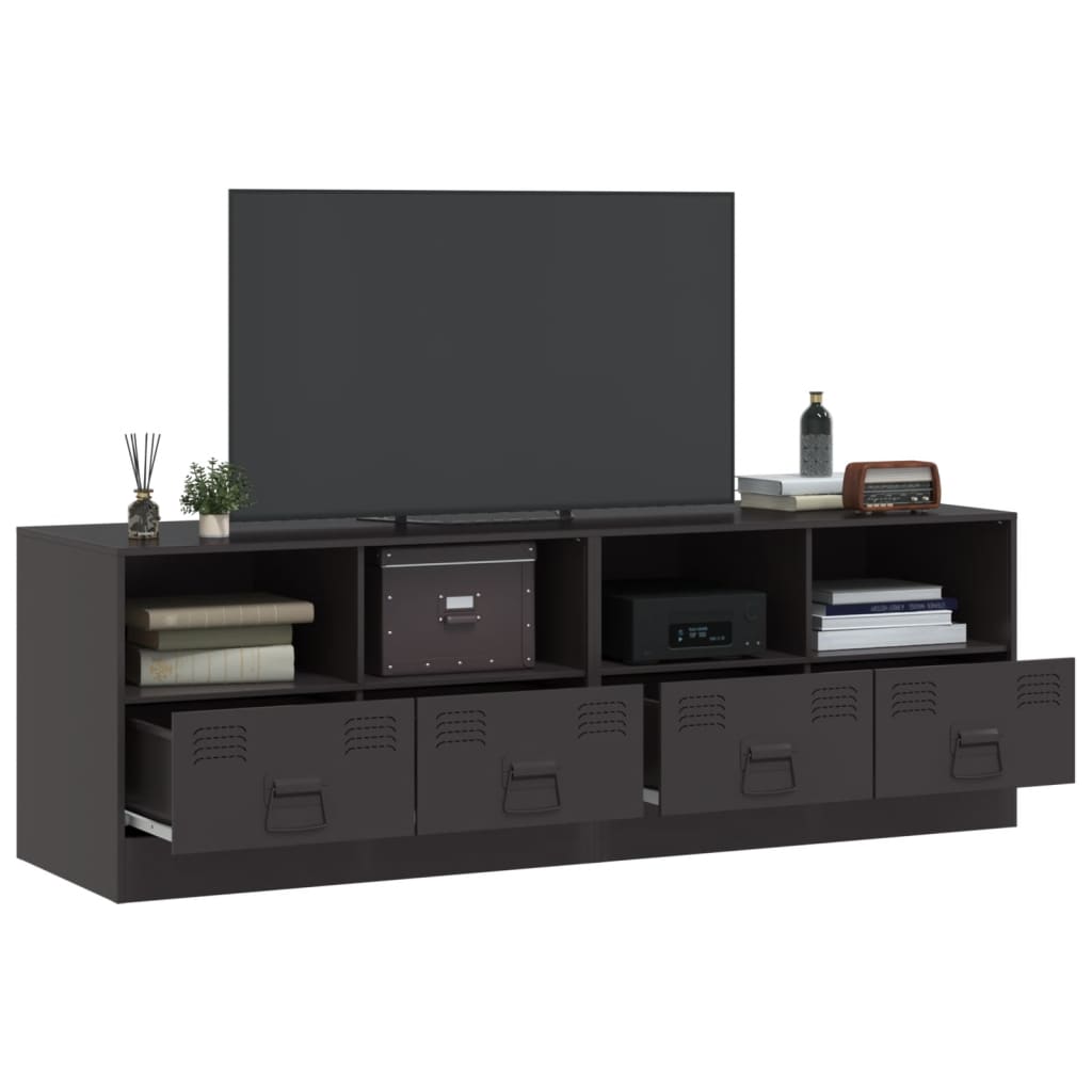 Tv-meubelen 2 st 67x39x44 cm staal zwart is nu te koop bij PeponiXL, paradijselijk wonen!