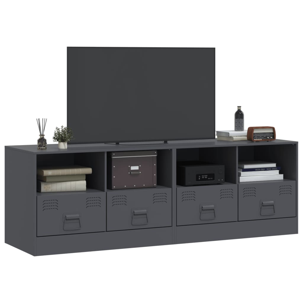 Tv-meubelen 2 st 67x39x44 cm staal antracietkleurig is nu te koop bij PeponiXL, paradijselijk wonen!