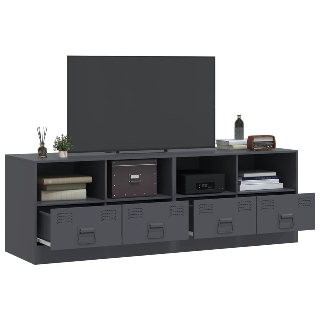 Tv-meubelen 2 st 67x39x44 cm staal antracietkleurig is nu te koop bij PeponiXL, paradijselijk wonen!