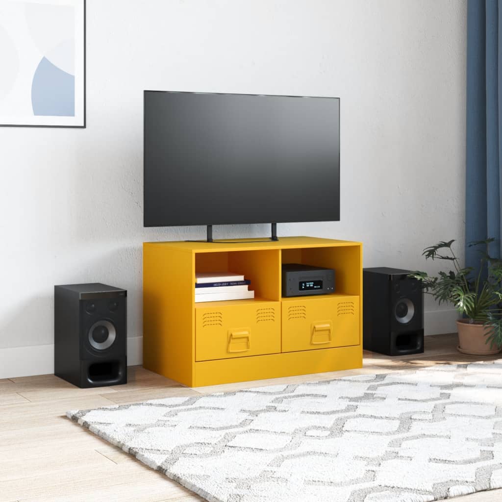 Tv-meubel 67x39x44 cm staal mosterdgeel is nu te koop bij PeponiXL, paradijselijk wonen!