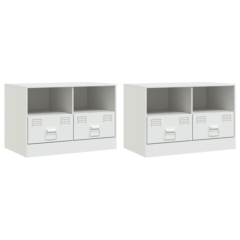 Tv-meubelen 2 st 67x39x44 cm staal wit is nu te koop bij PeponiXL, paradijselijk wonen!