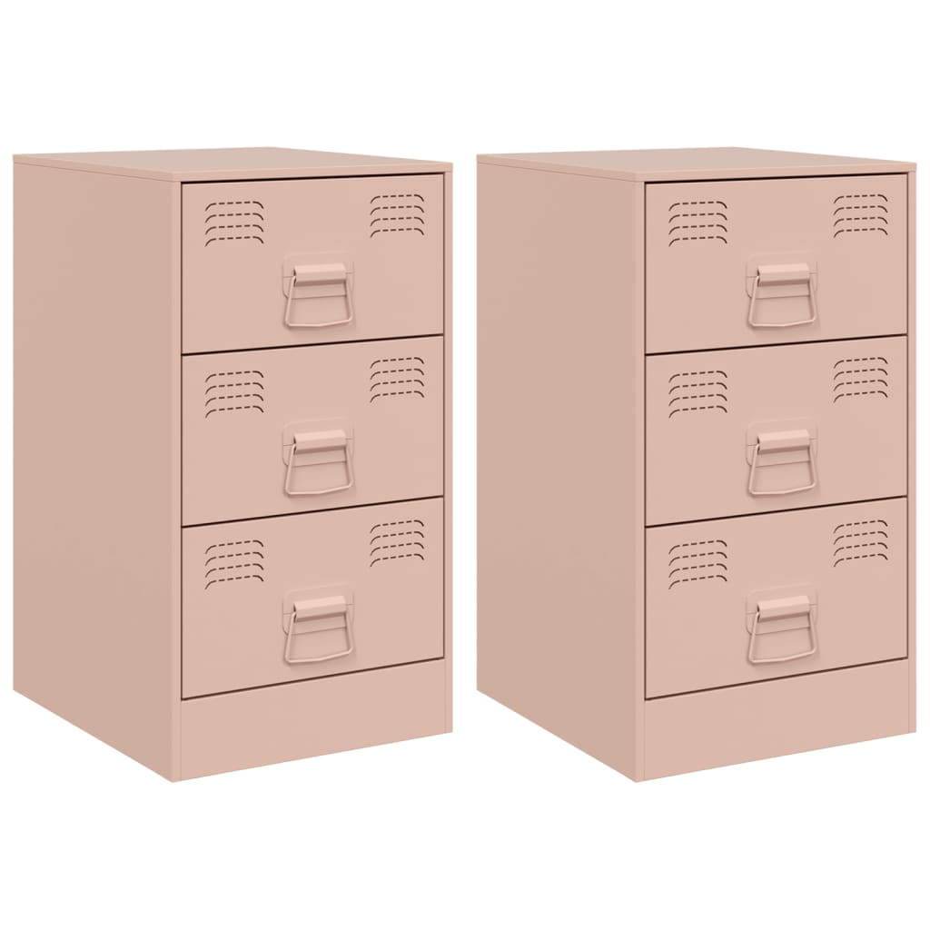 Nachtkastjes 2 st 34,5x39x62 cm staal roze is nu te koop bij PeponiXL, paradijselijk wonen!