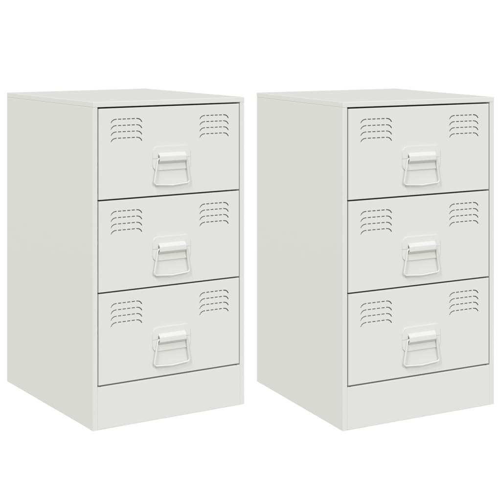 Nachtkastjes 2 st 34,5x39x62 cm staal wit is nu te koop bij PeponiXL, paradijselijk wonen!