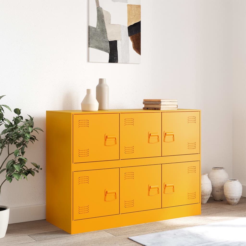 Dressoir 99x39x73 cm staal mosterdgeel is nu te koop bij PeponiXL, paradijselijk wonen!
