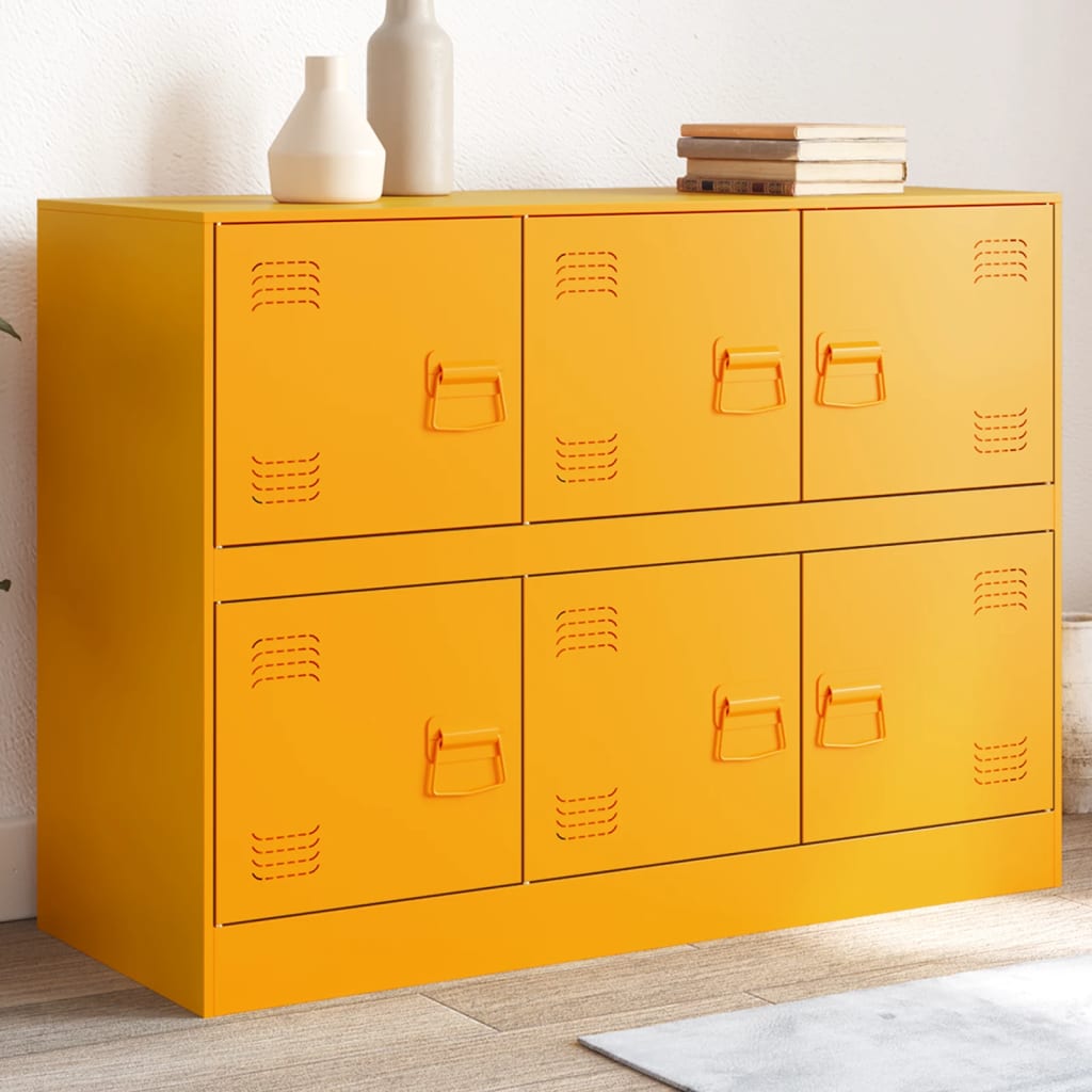 Dressoir 99x39x73 cm staal mosterdgeel is nu te koop bij PeponiXL, paradijselijk wonen!