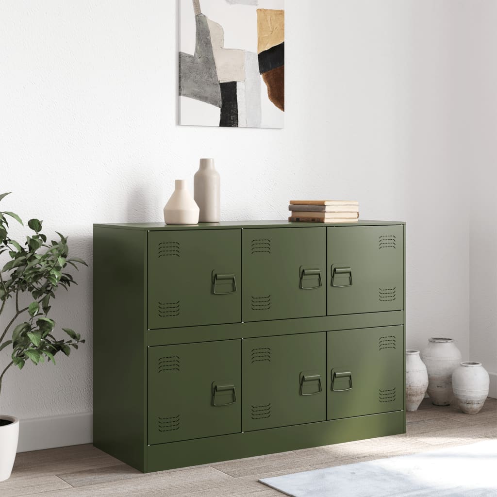 Dressoir 99x39x73 cm staal olijfgroen is nu te koop bij PeponiXL, paradijselijk wonen!