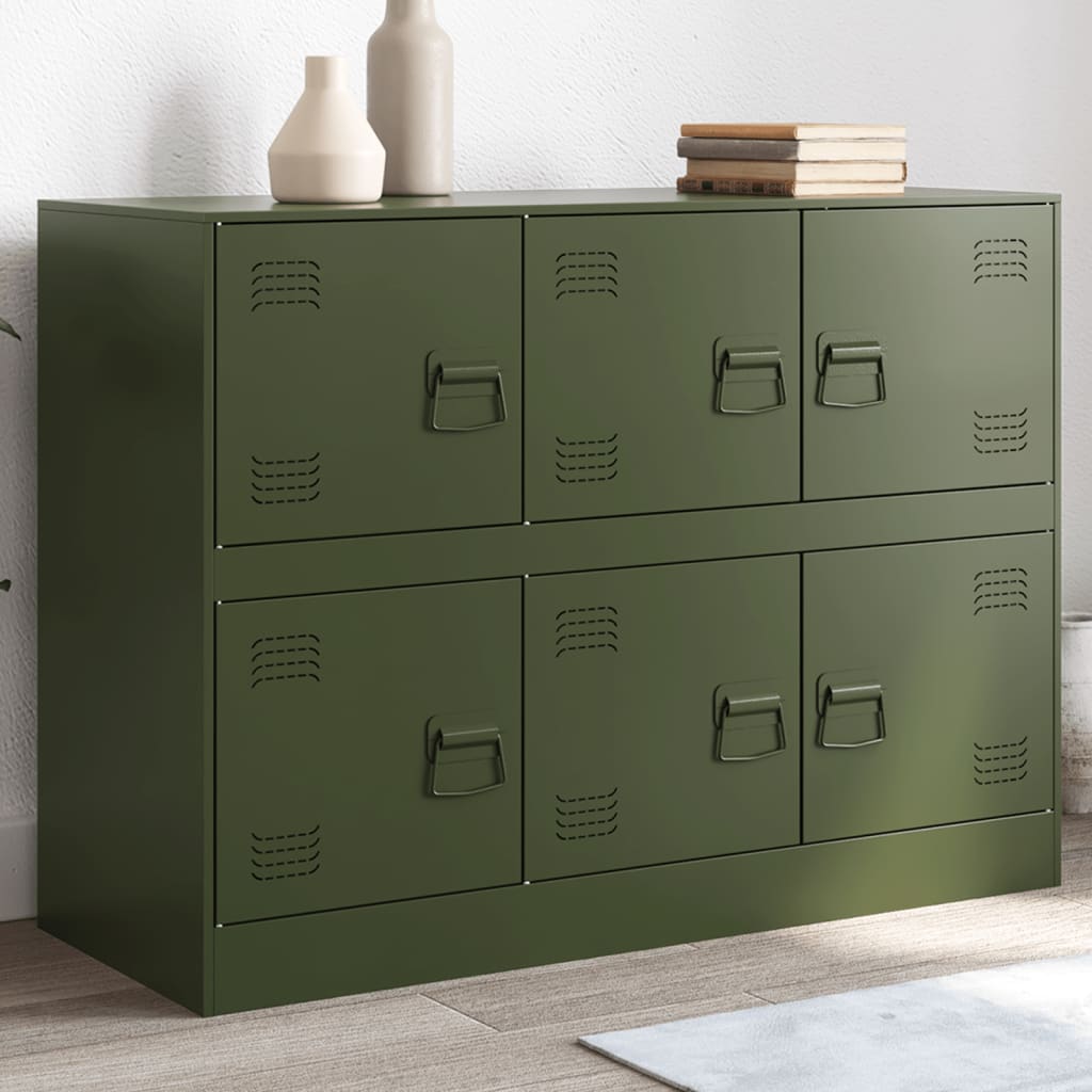 Dressoir 99x39x73 cm staal olijfgroen is nu te koop bij PeponiXL, paradijselijk wonen!