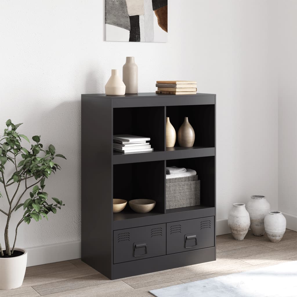 Hoge kast 67x39x95 cm staal zwart is nu te koop bij PeponiXL, paradijselijk wonen!