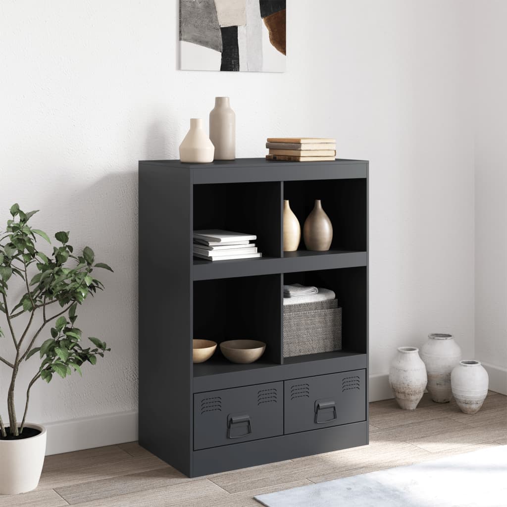 Hoge kast 67x39x95 cm staal antracietkleurig is nu te koop bij PeponiXL, paradijselijk wonen!
