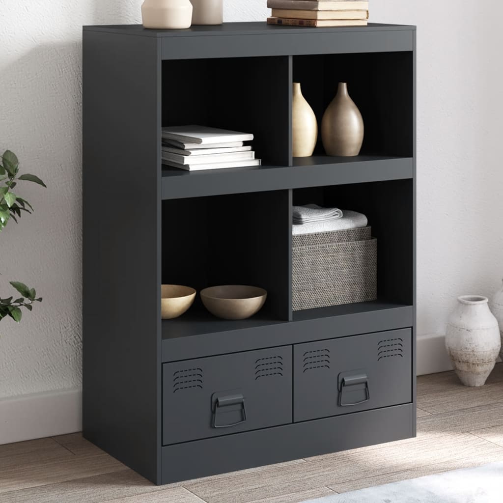 Hoge kast 67x39x95 cm staal antracietkleurig is nu te koop bij PeponiXL, paradijselijk wonen!