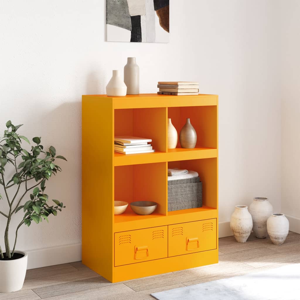Hoge kast 67x39x95 cm staal mosterdgeel is nu te koop bij PeponiXL, paradijselijk wonen!