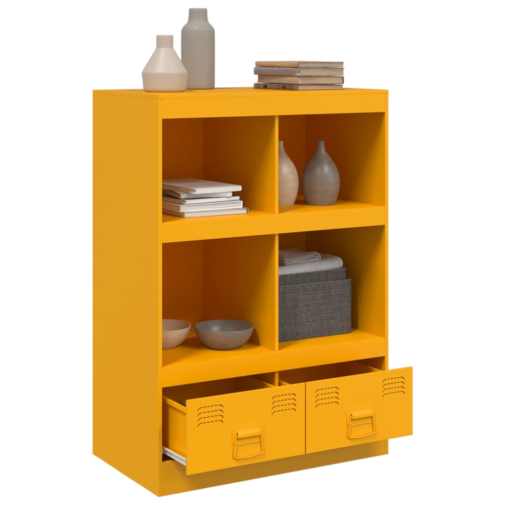 Hoge kast 67x39x95 cm staal mosterdgeel is nu te koop bij PeponiXL, paradijselijk wonen!
