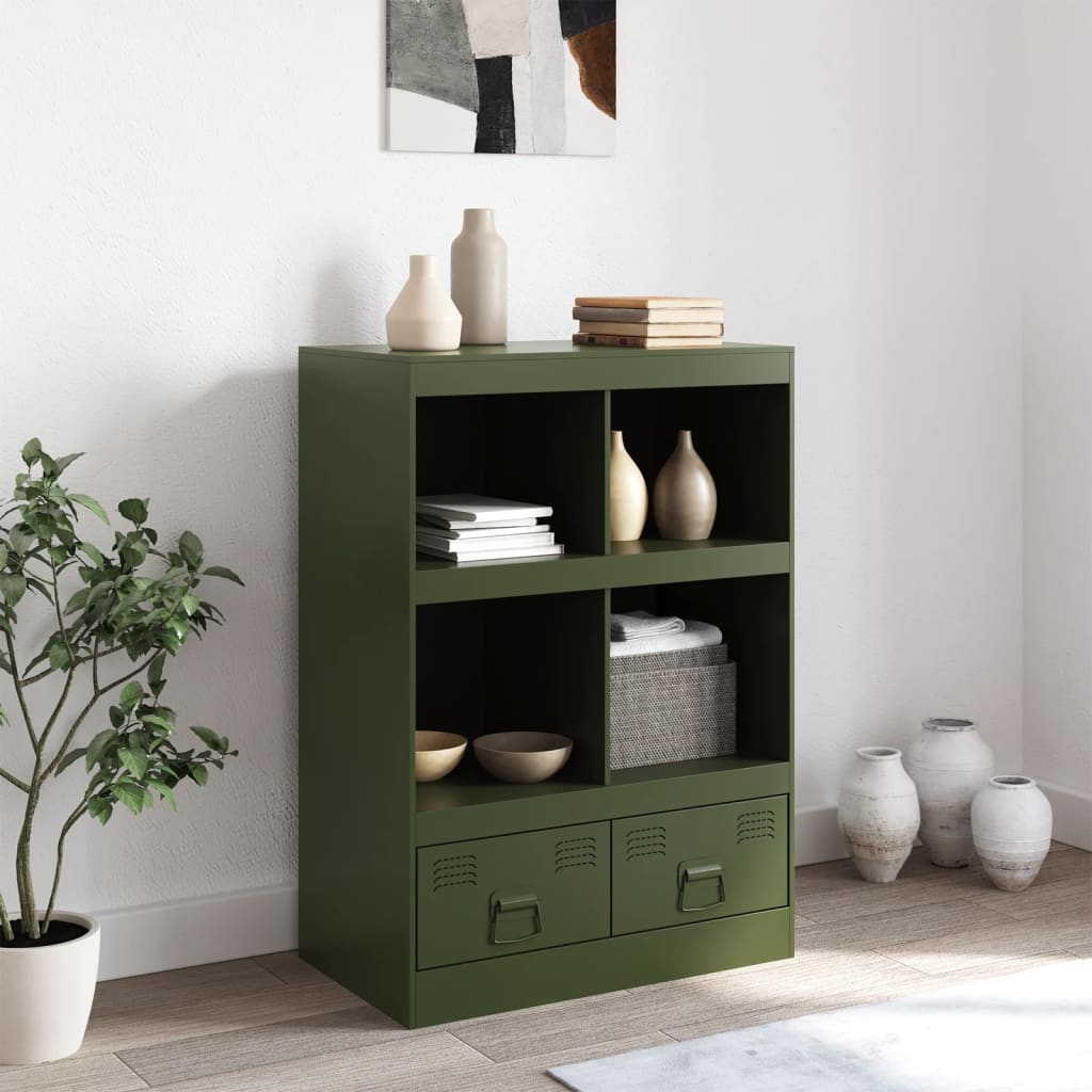 Dressoir 67x39x95 cm staal olijfgroen is nu te koop bij PeponiXL, paradijselijk wonen!