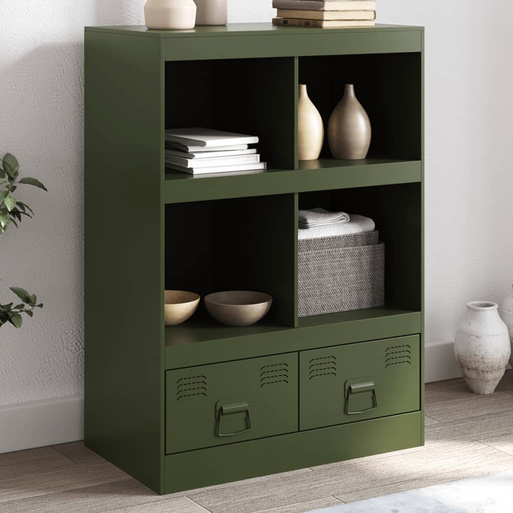Dressoir 67x39x95 cm staal olijfgroen is nu te koop bij PeponiXL, paradijselijk wonen!