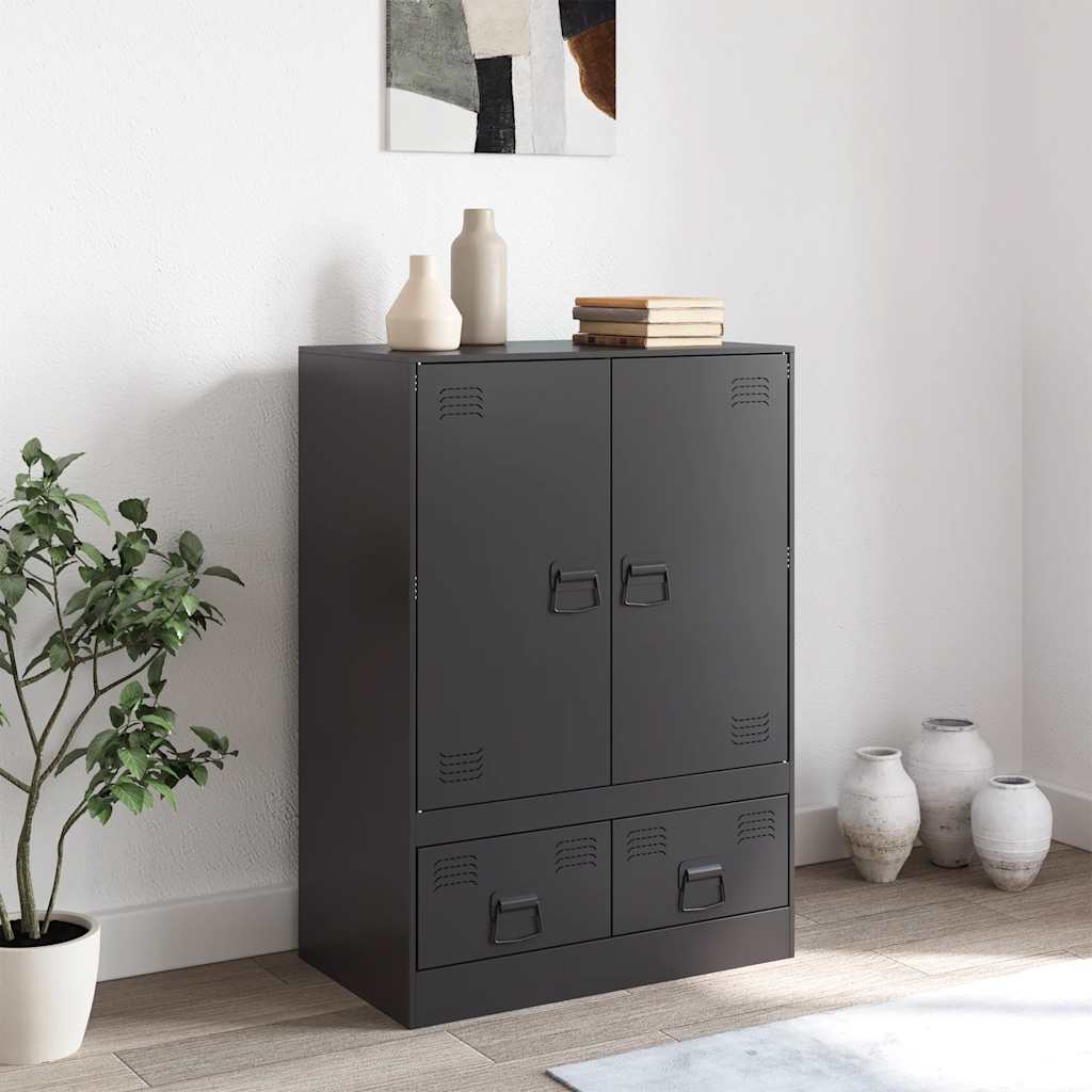 Hoge kast 67x39x95 cm staal zwart is nu te koop bij PeponiXL, paradijselijk wonen!