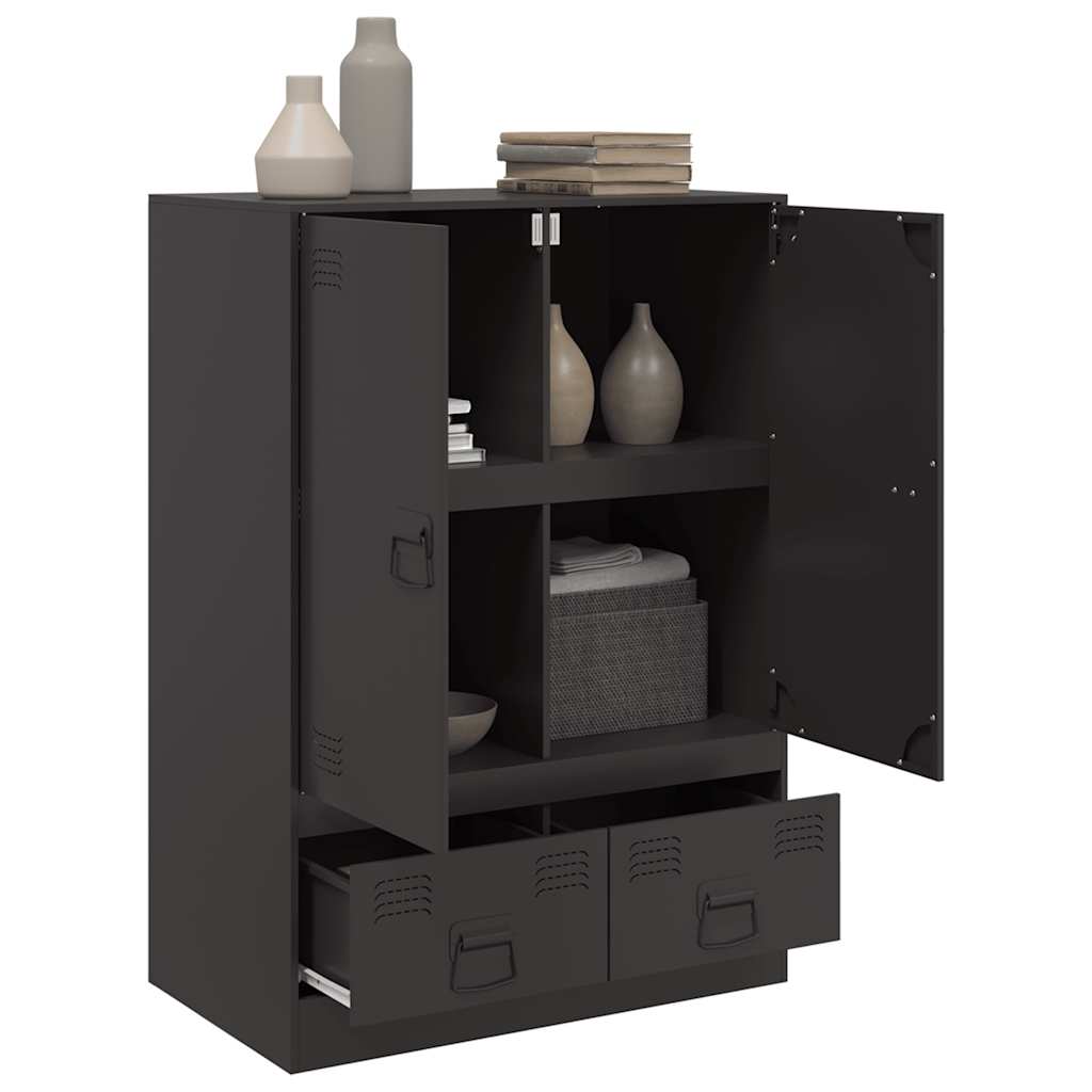 Hoge kast 67x39x95 cm staal zwart is nu te koop bij PeponiXL, paradijselijk wonen!