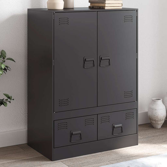 Hoge kast 67x39x95 cm staal zwart is nu te koop bij PeponiXL, paradijselijk wonen!