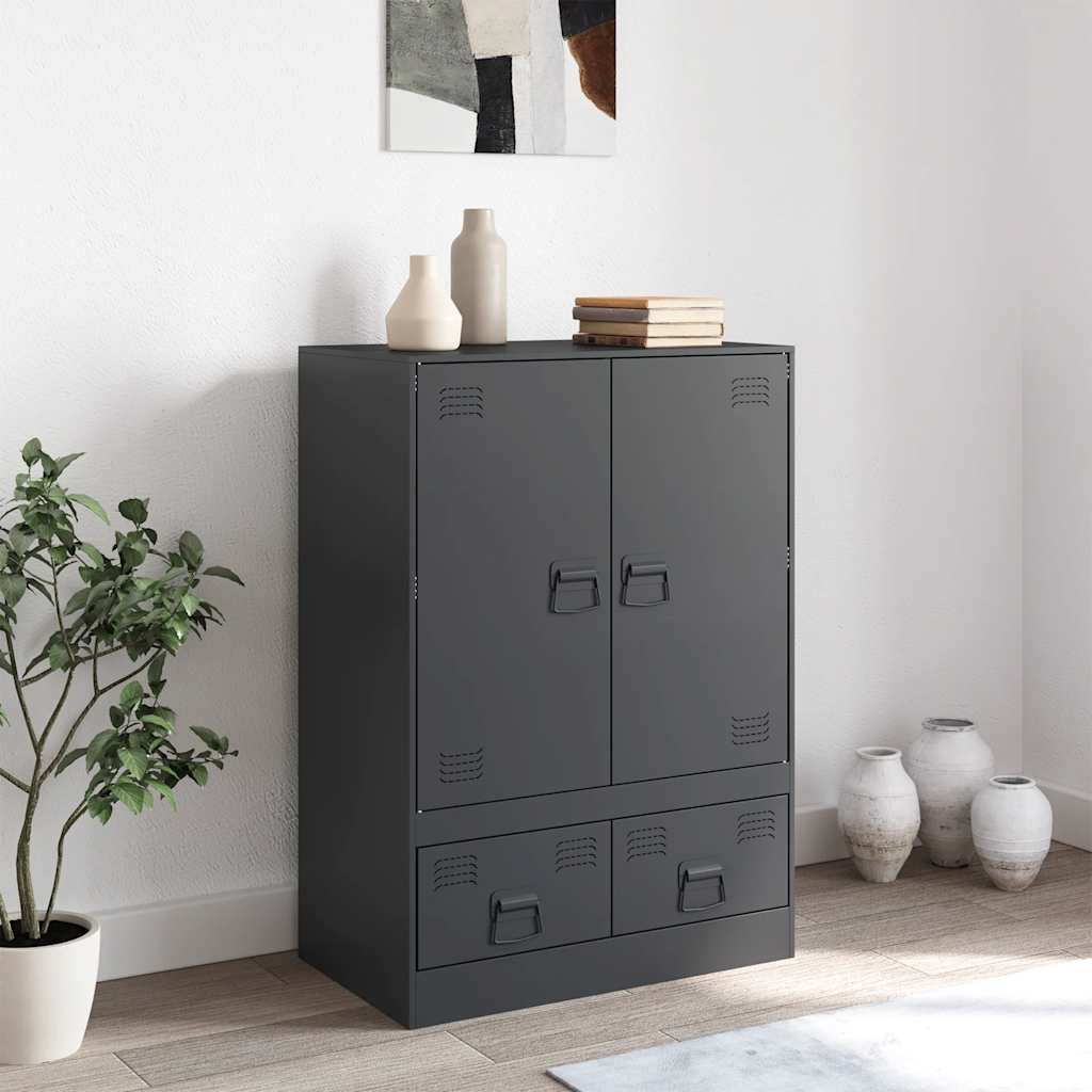 Hoge kast 67x39x95 cm staal antracietkleurig is nu te koop bij PeponiXL, paradijselijk wonen!