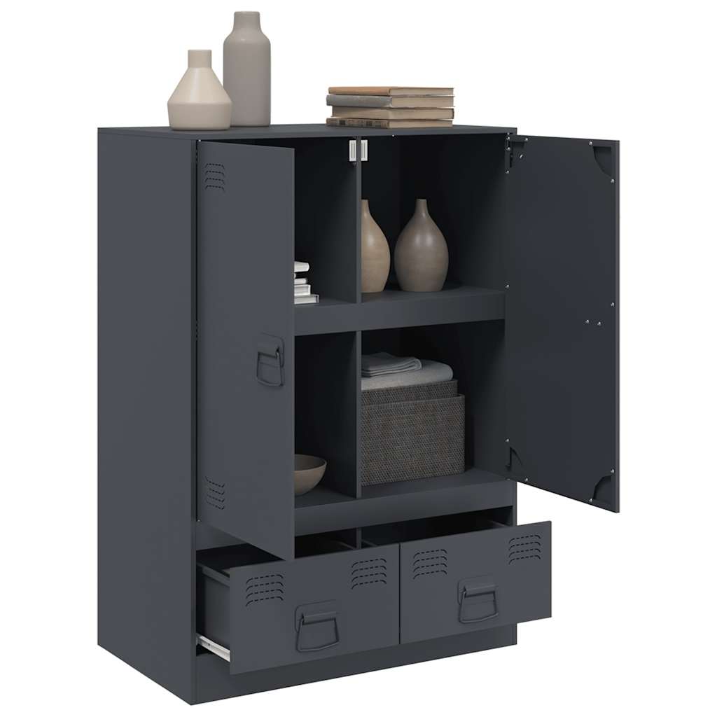 Hoge kast 67x39x95 cm staal antracietkleurig is nu te koop bij PeponiXL, paradijselijk wonen!