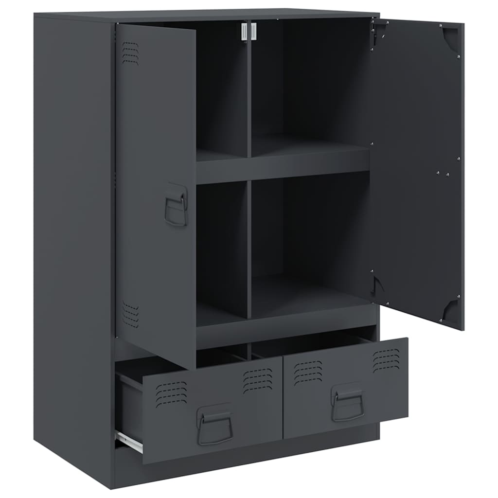 Hoge kast 67x39x95 cm staal antracietkleurig is nu te koop bij PeponiXL, paradijselijk wonen!