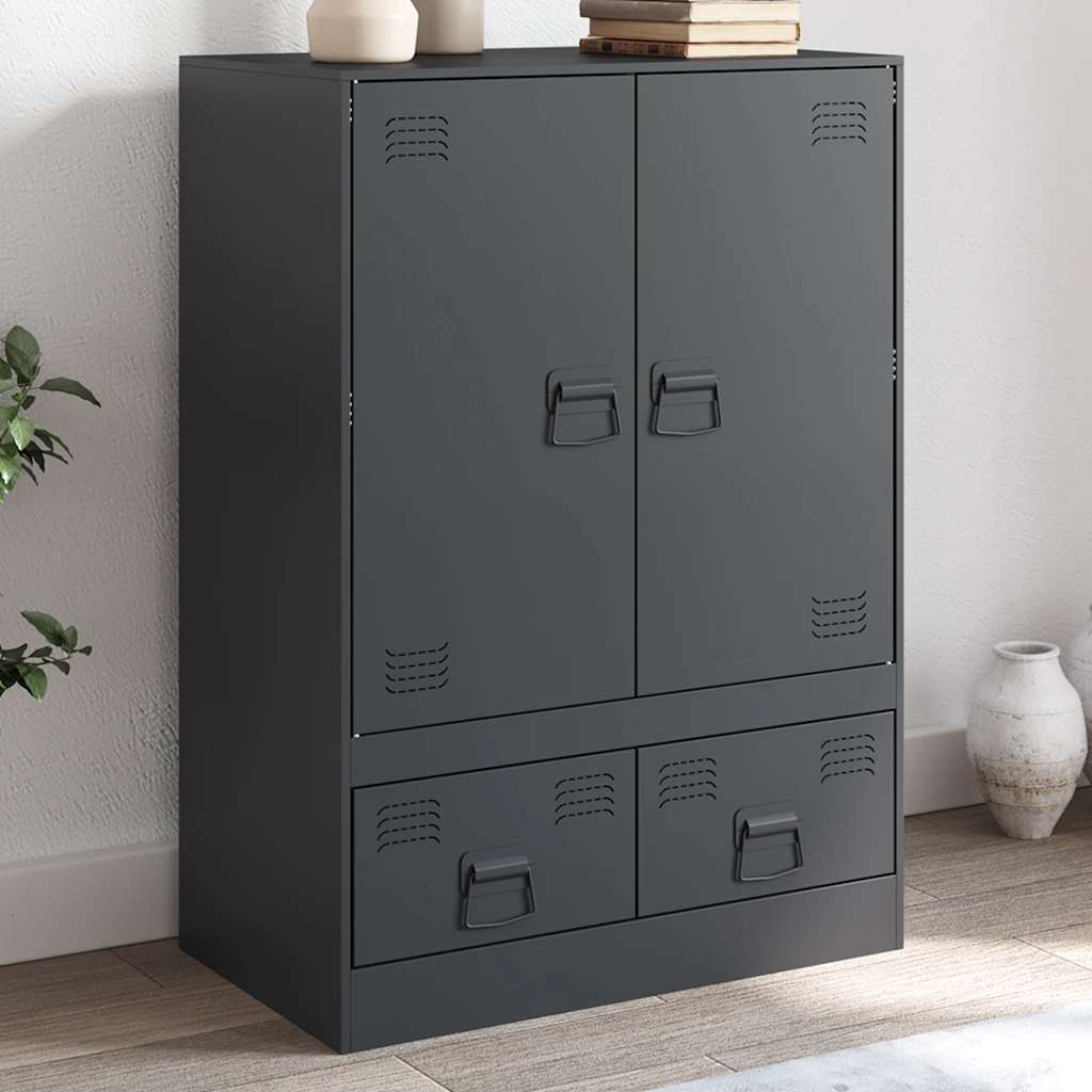Hoge kast 67x39x95 cm staal antracietkleurig is nu te koop bij PeponiXL, paradijselijk wonen!