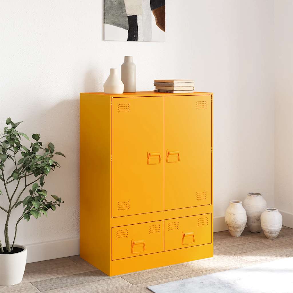 Hoge kast 67x39x95 cm staal mosterdgeel is nu te koop bij PeponiXL, paradijselijk wonen!
